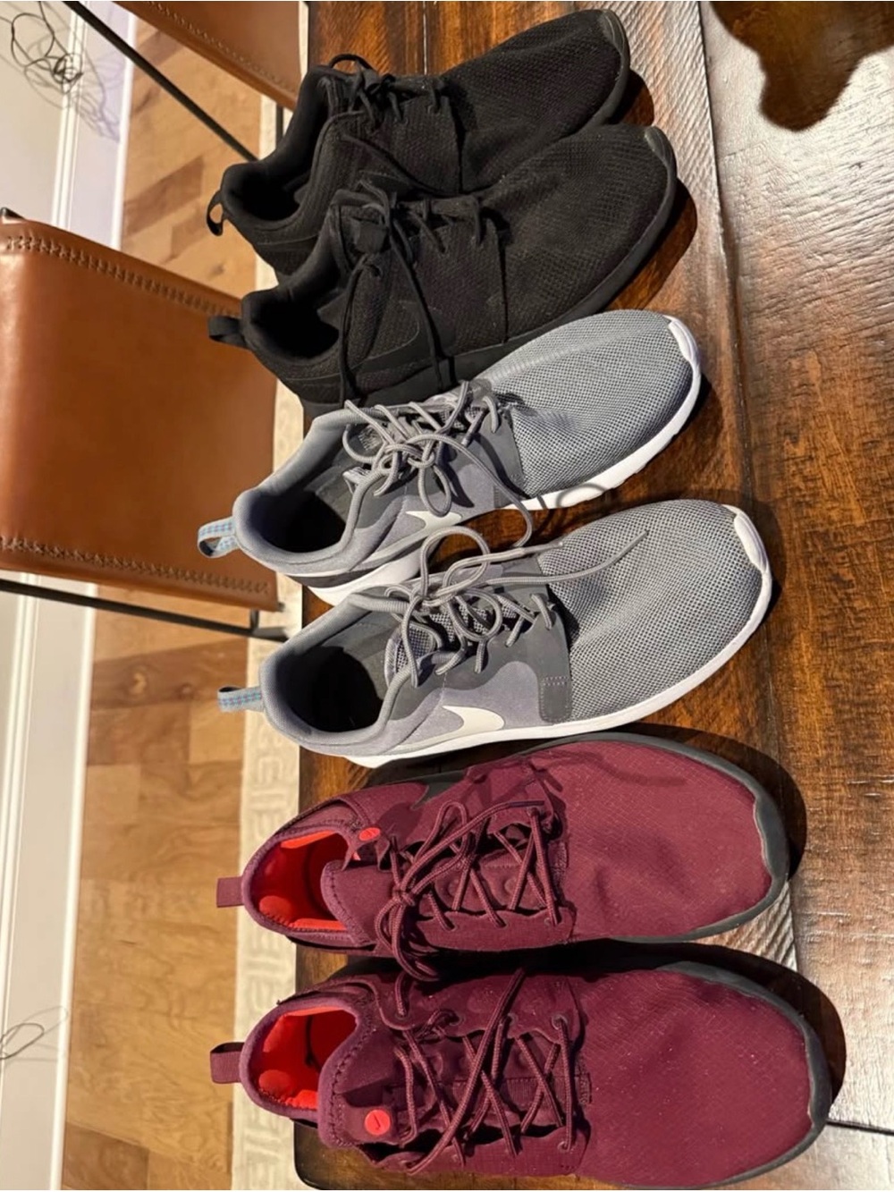 Nike Men’s Triple-Pair Sneakers Bundle — Black, Gray & Burgundy